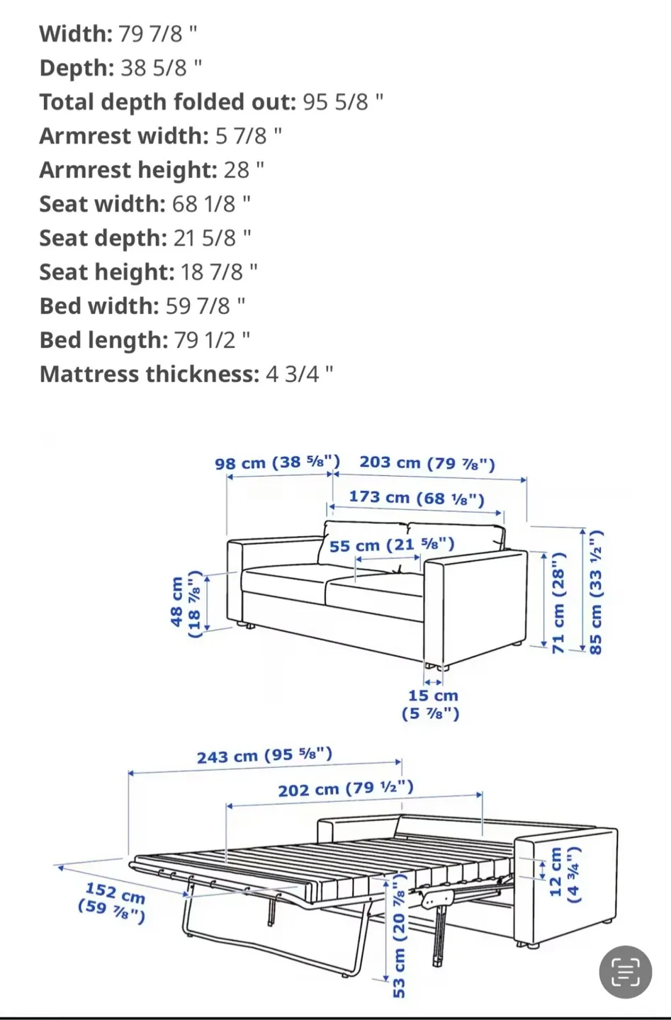 IKEA FINNALA Sleeper Sofa - Gunnared Medium Gray image indicator(4)