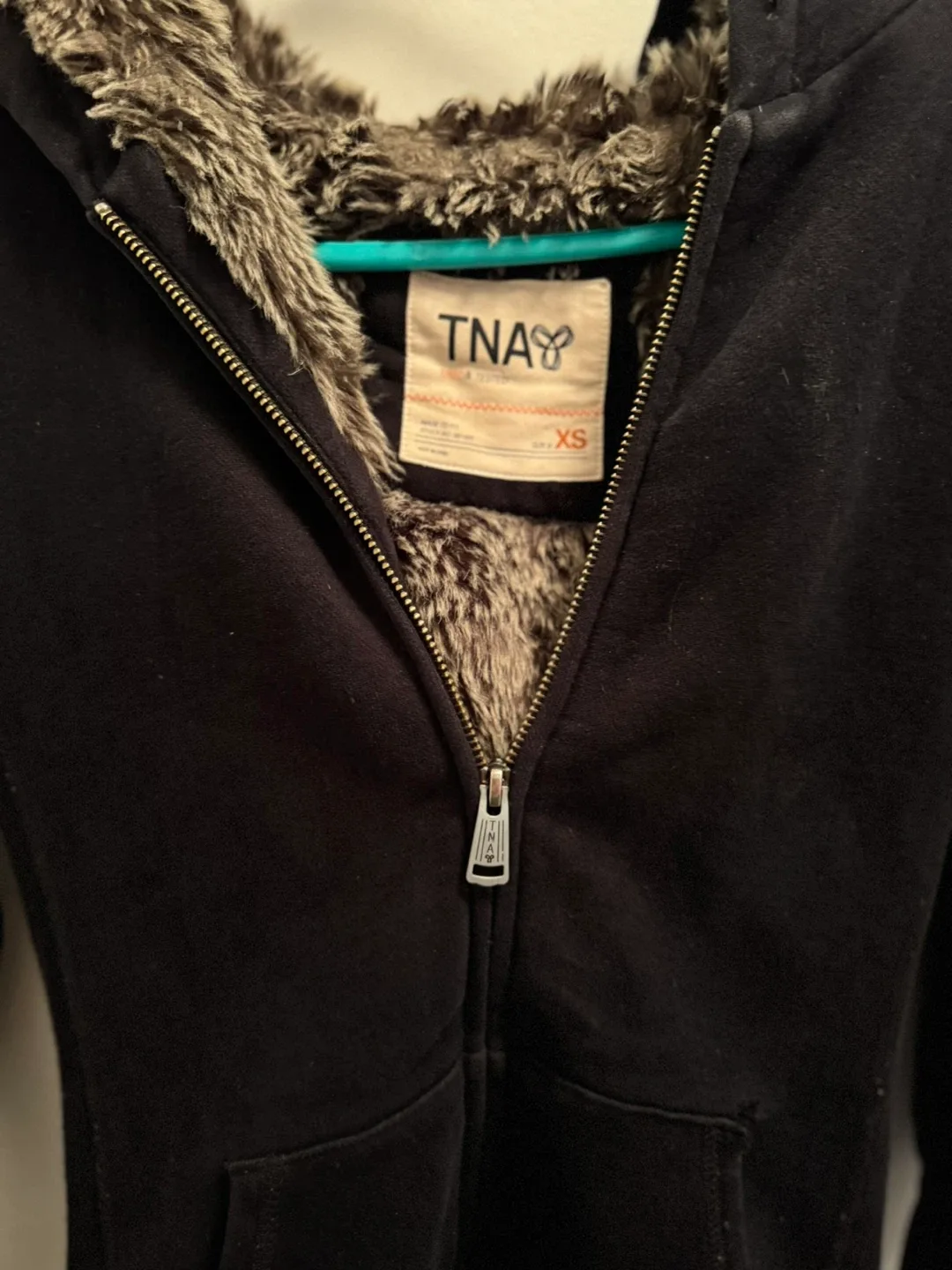 TNA Black Fur-Lined Hoodie - Size XS image indicator(2)