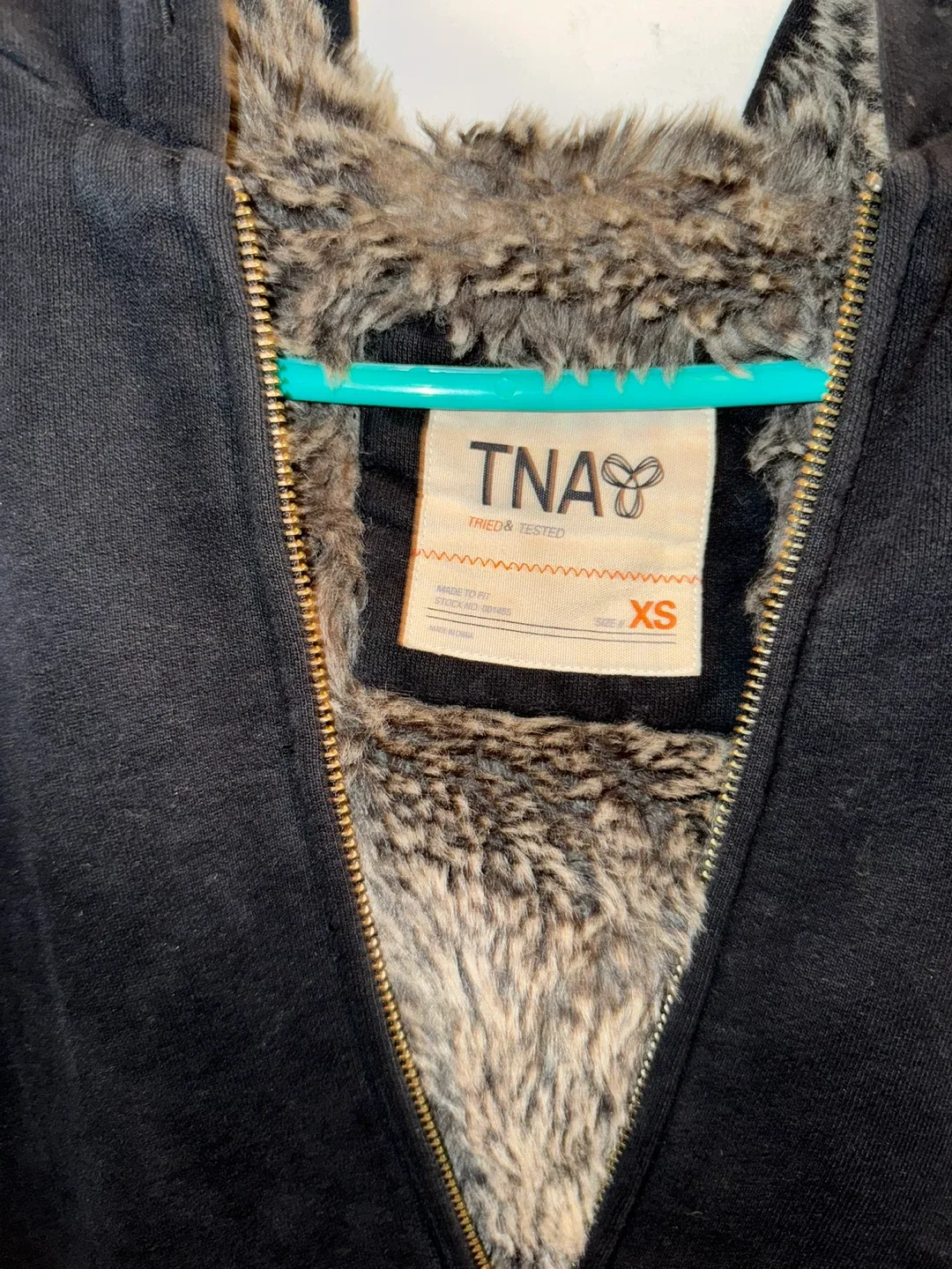 TNA Black Fur-Lined Hoodie - Size XS image indicator(3)