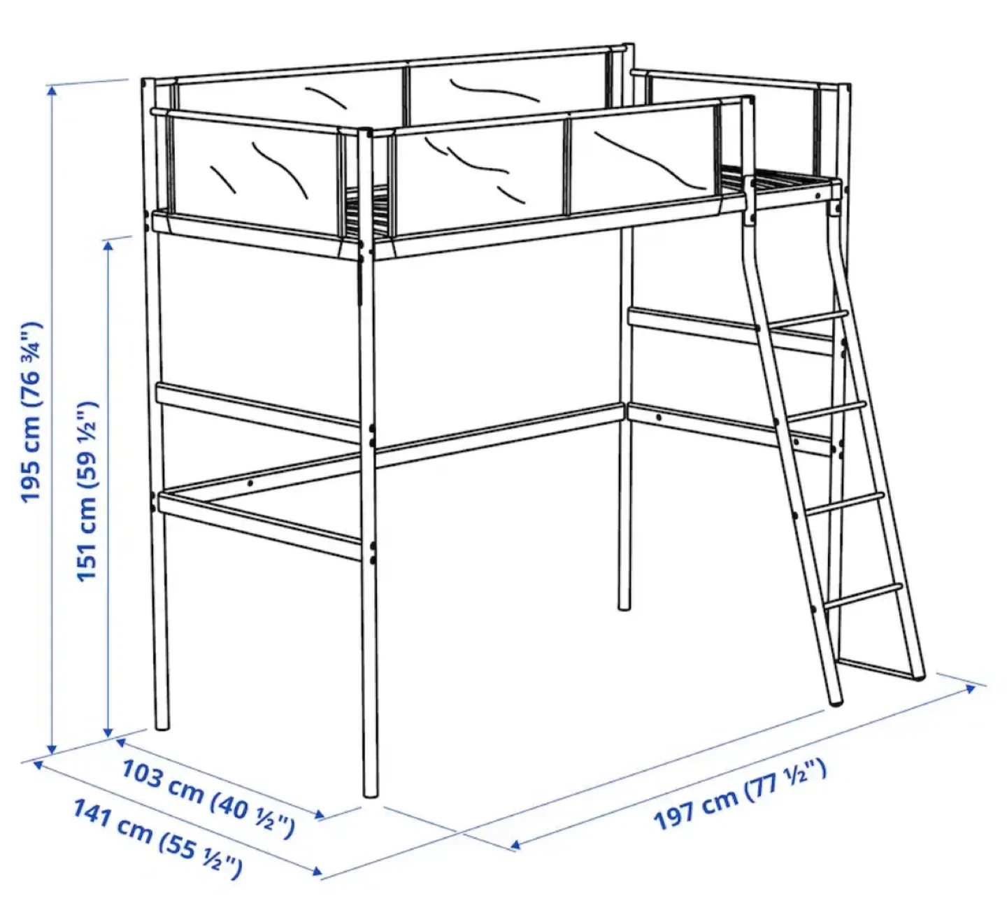 IKEA Småstad Loft Bed Frame - White & Grey image indicator(2)