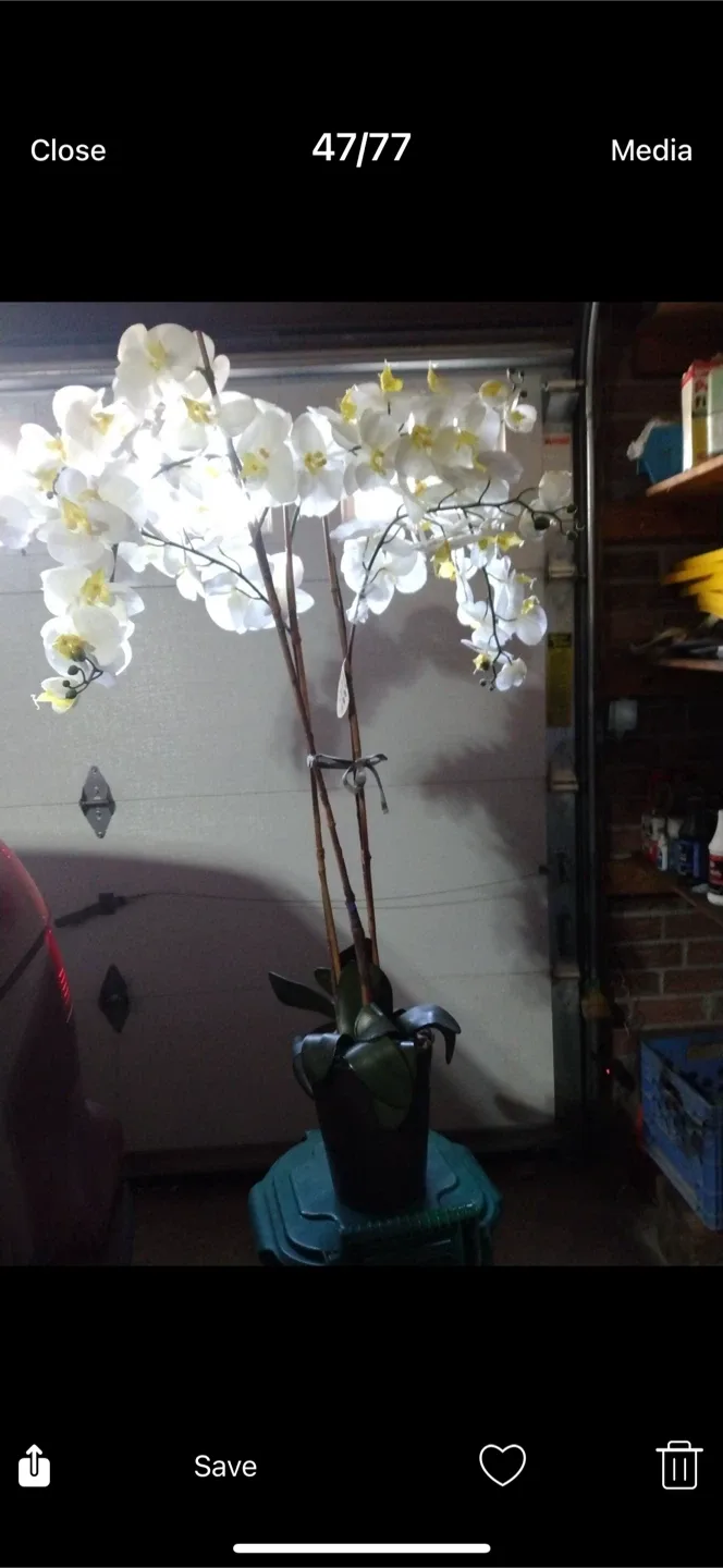 Tall Faux White Orchid Plant thumbnail
