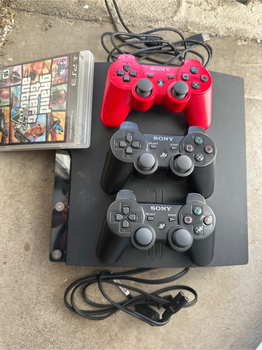 Sony Playstation 3 with 3 Controllers & GTA V