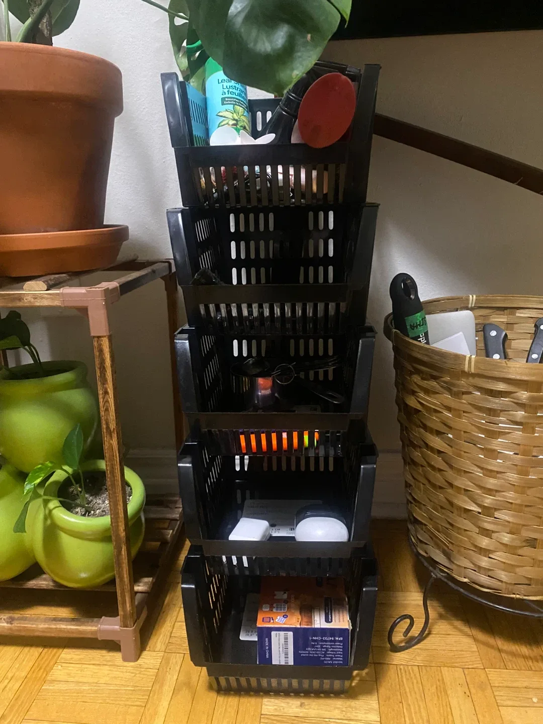 Black Stackable Storage Bins - 5 Tier thumbnail