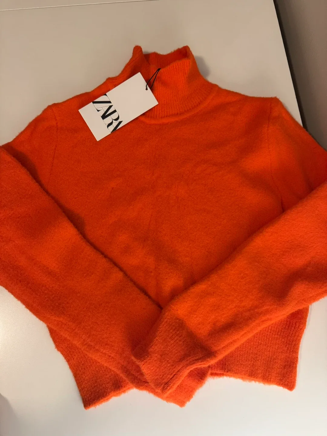 Zara Orange Knit Cropped Turtleneck - S