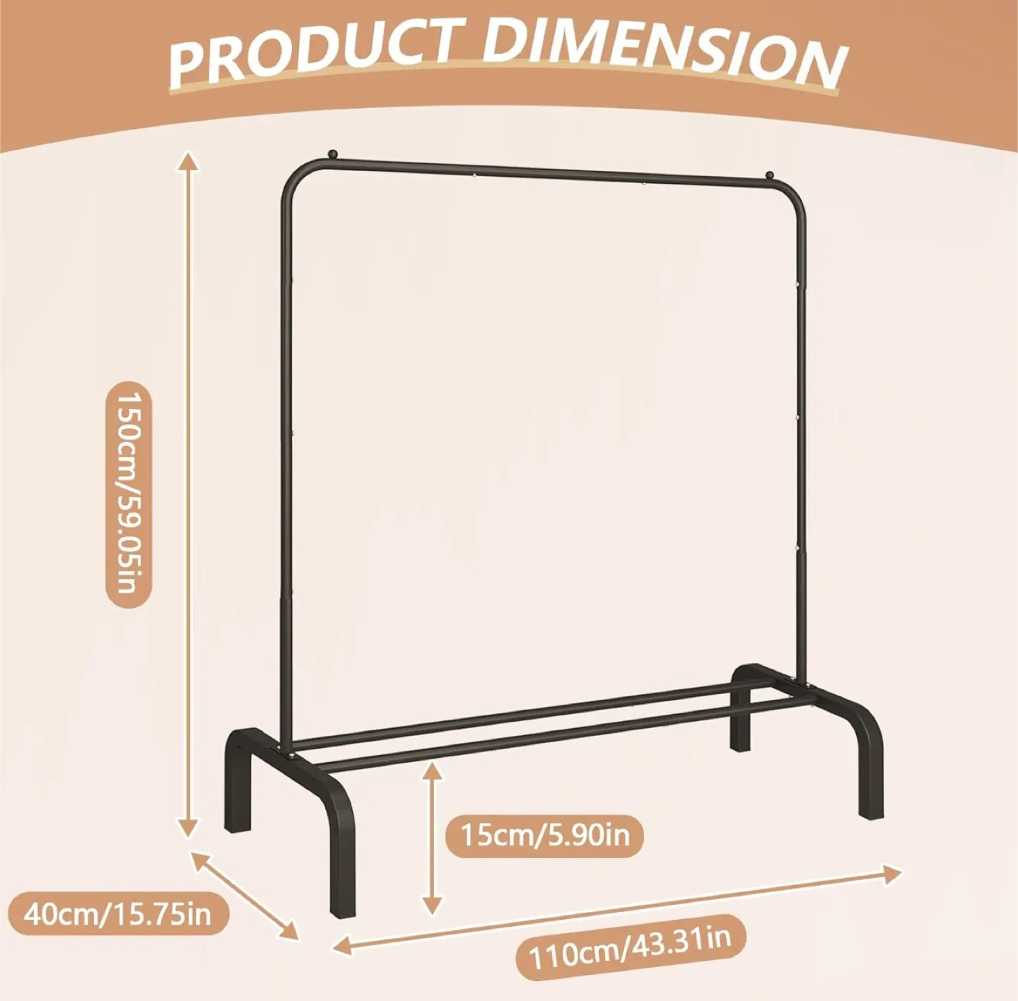 New ✨ JIUYOTREE Metal Clothes Rack – 43.3” ✨ thumbnail
