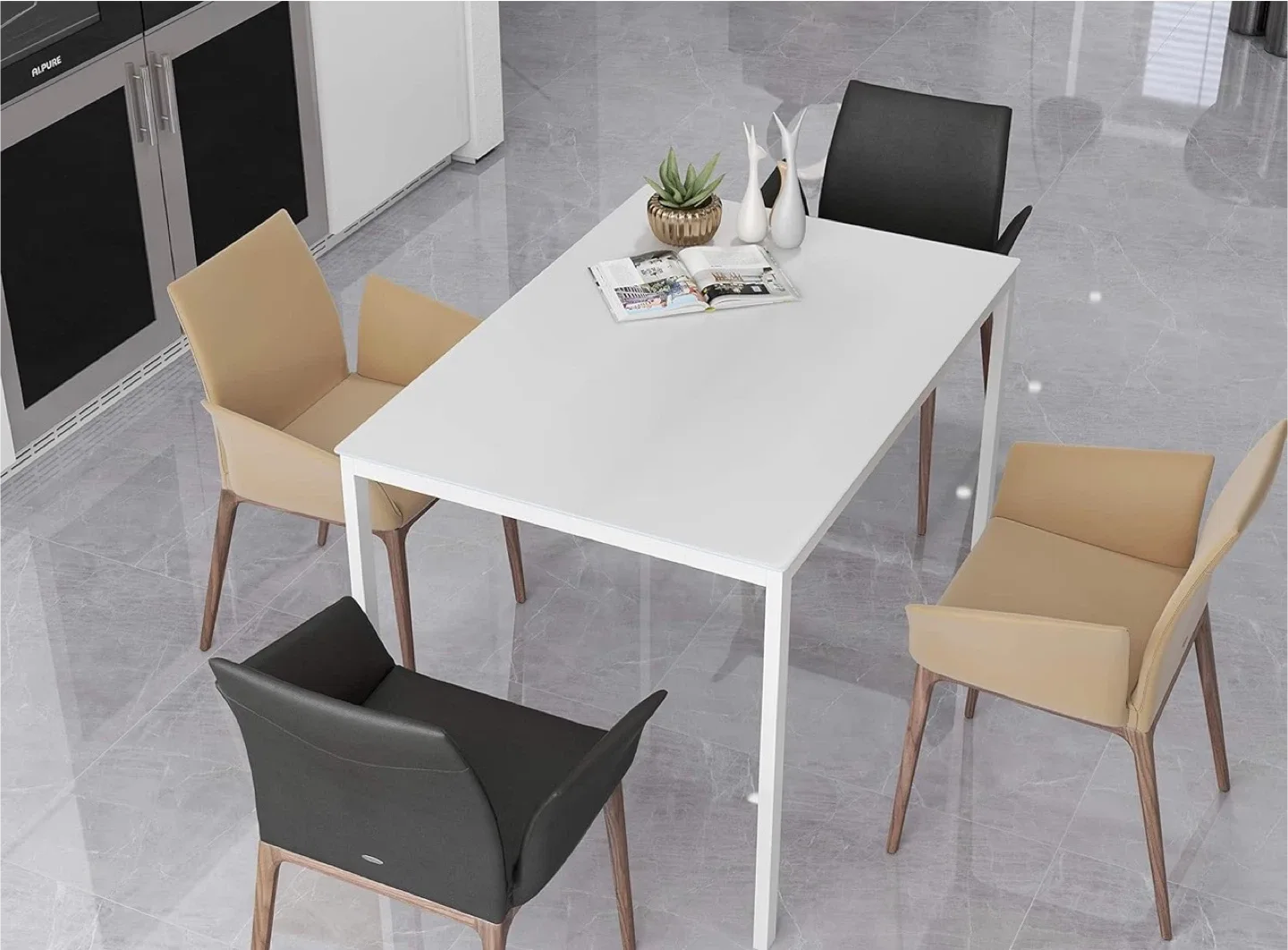 Glass Dining Table (White, Rectangular) new in box image indicator(3)