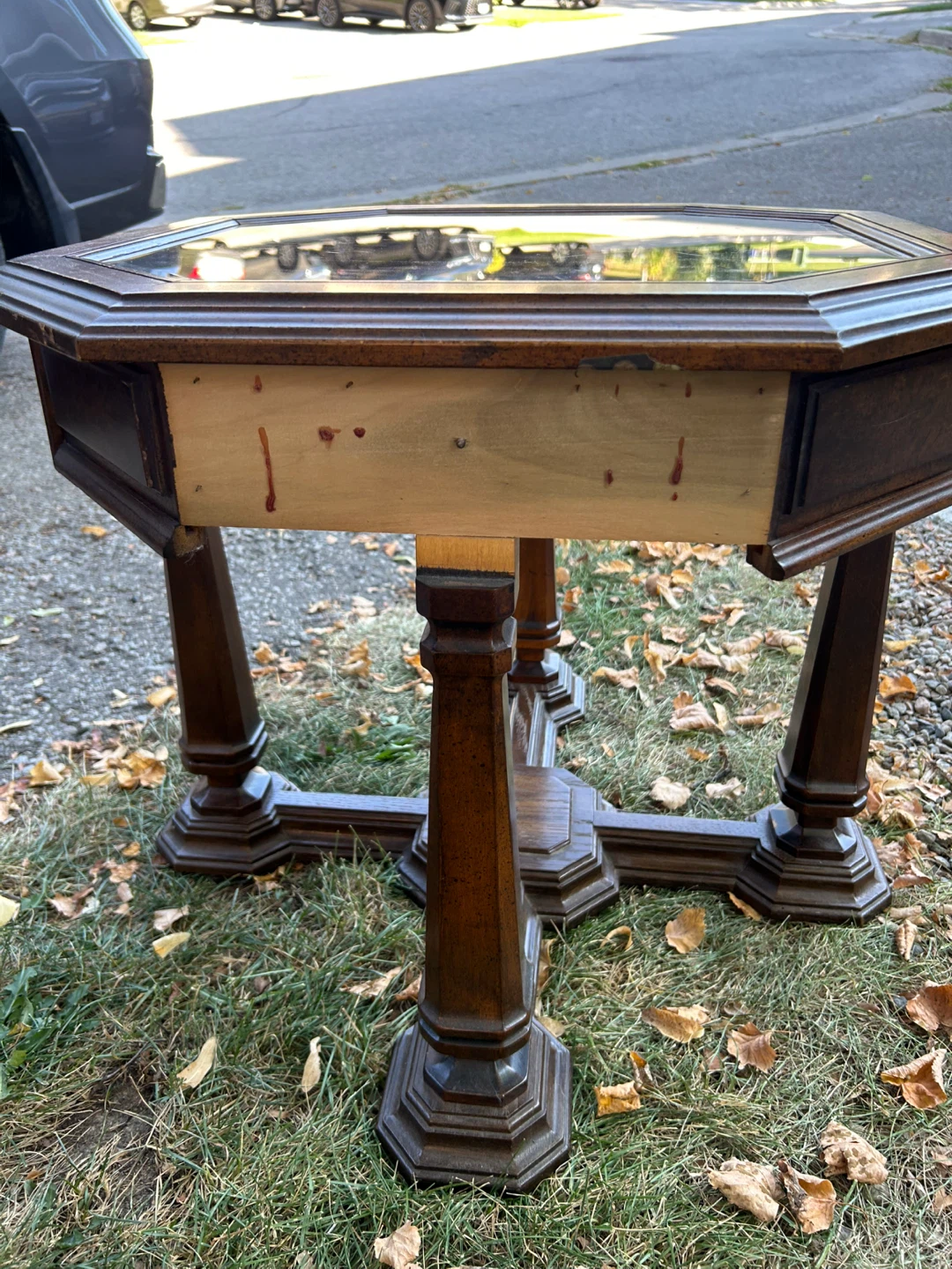 Vintage Octagon Glass Top Side Table - photo 4