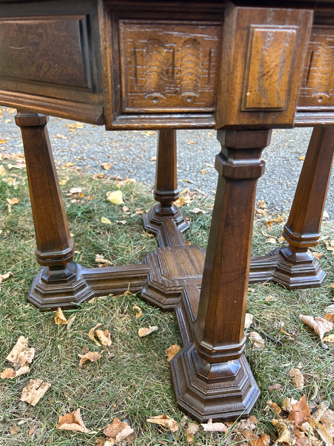 Vintage Octagon Glass Top Side Table - photo 3