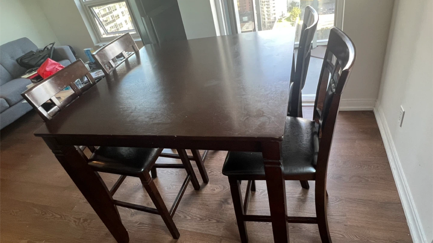Dark Brown Dining Table with 4 Chairs - photo 2