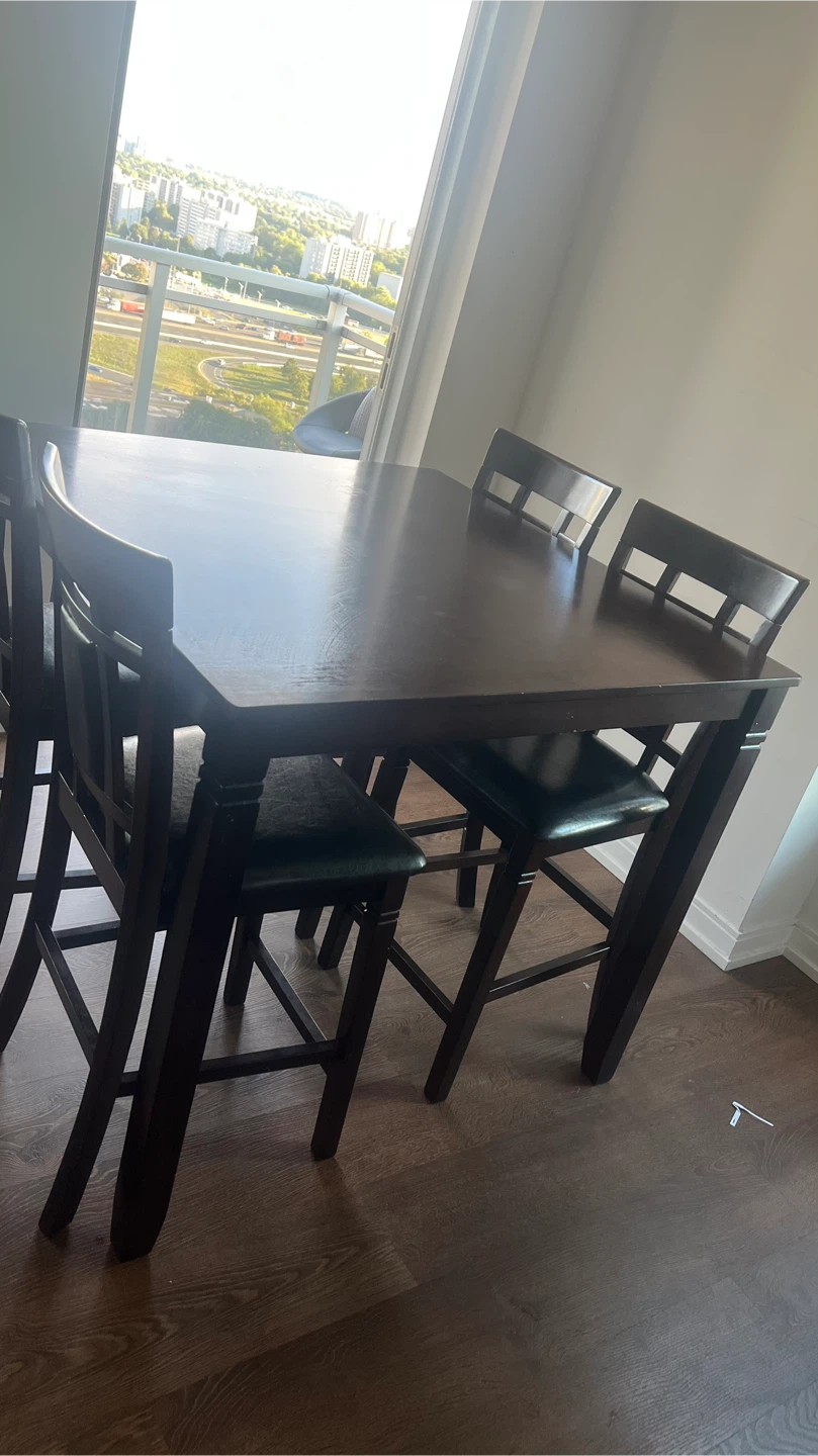 Dark Brown Dining Table with 4 Chairs