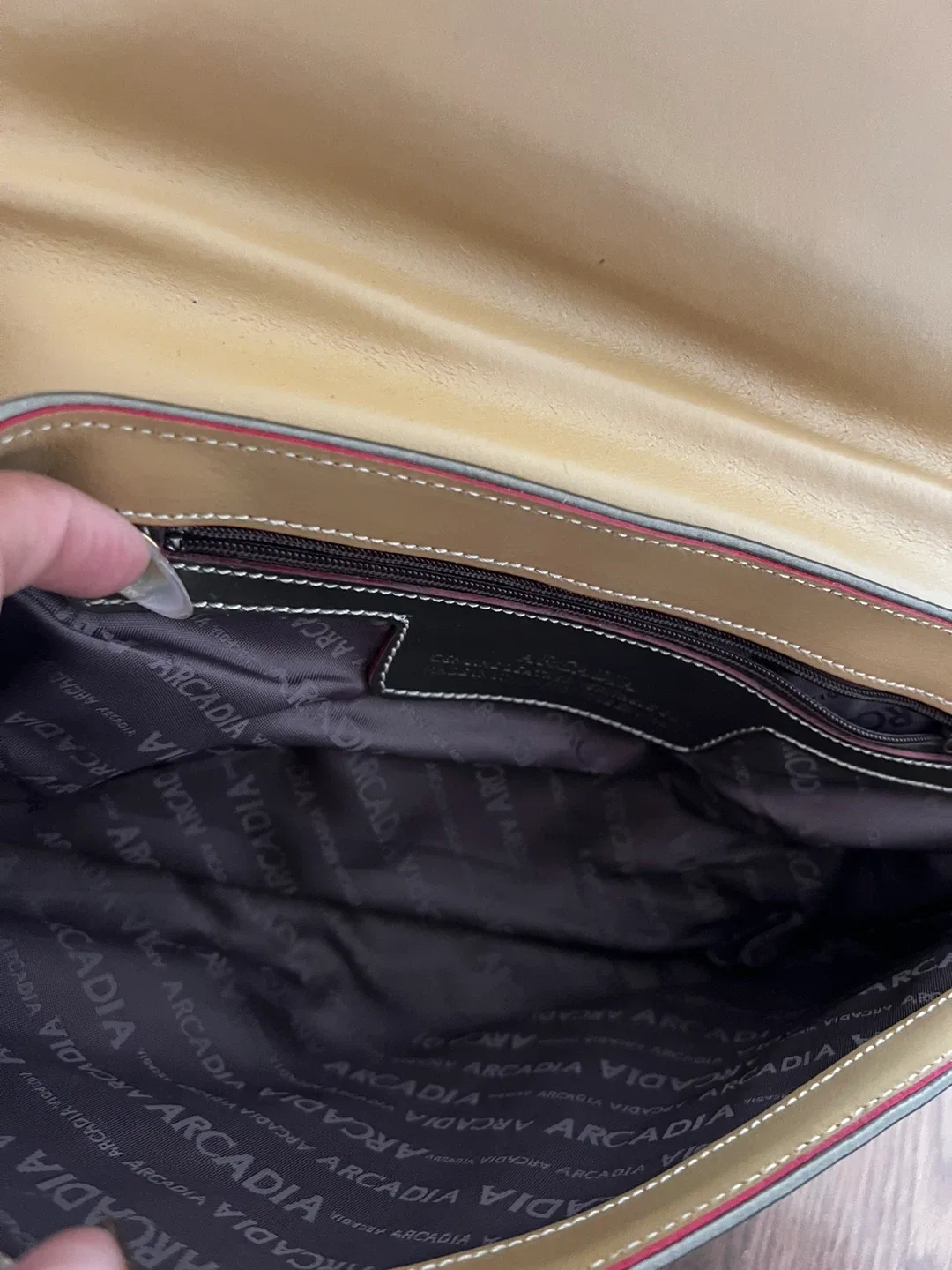 BNWT Arcadia Leather Olive Green Shoulder Bag image indicator(5)