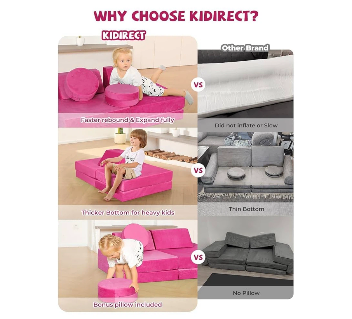 KIDIDIRECT Kids Couch - Pink - photo 4