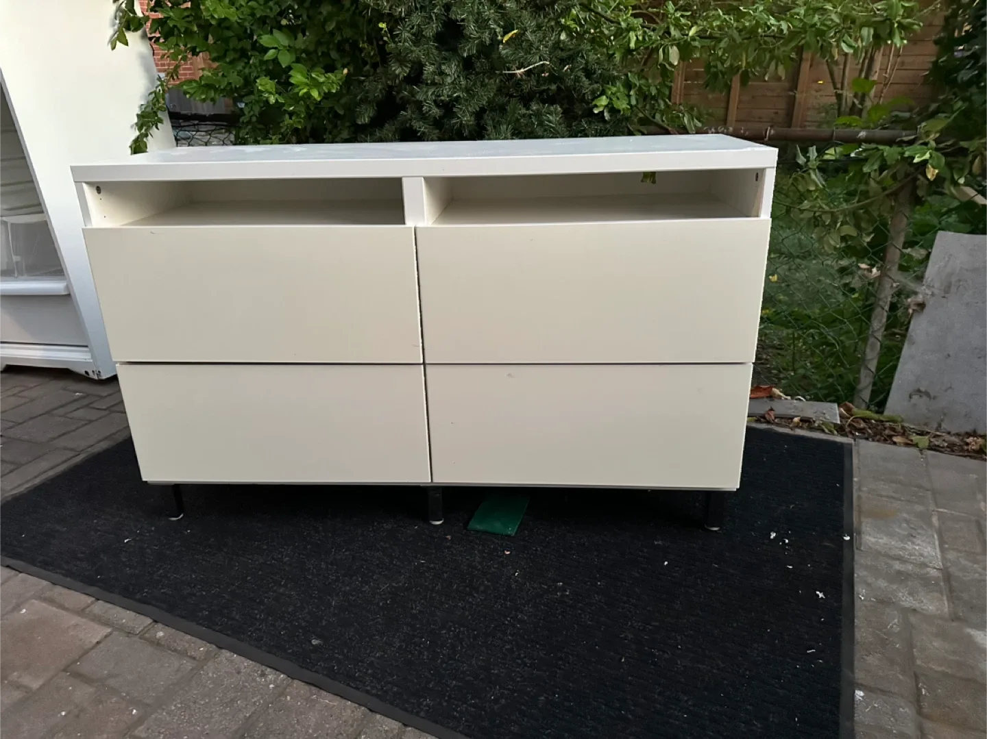 Dresser with 2 Shelves and 4 Drawers- High Gloss White thumbnail