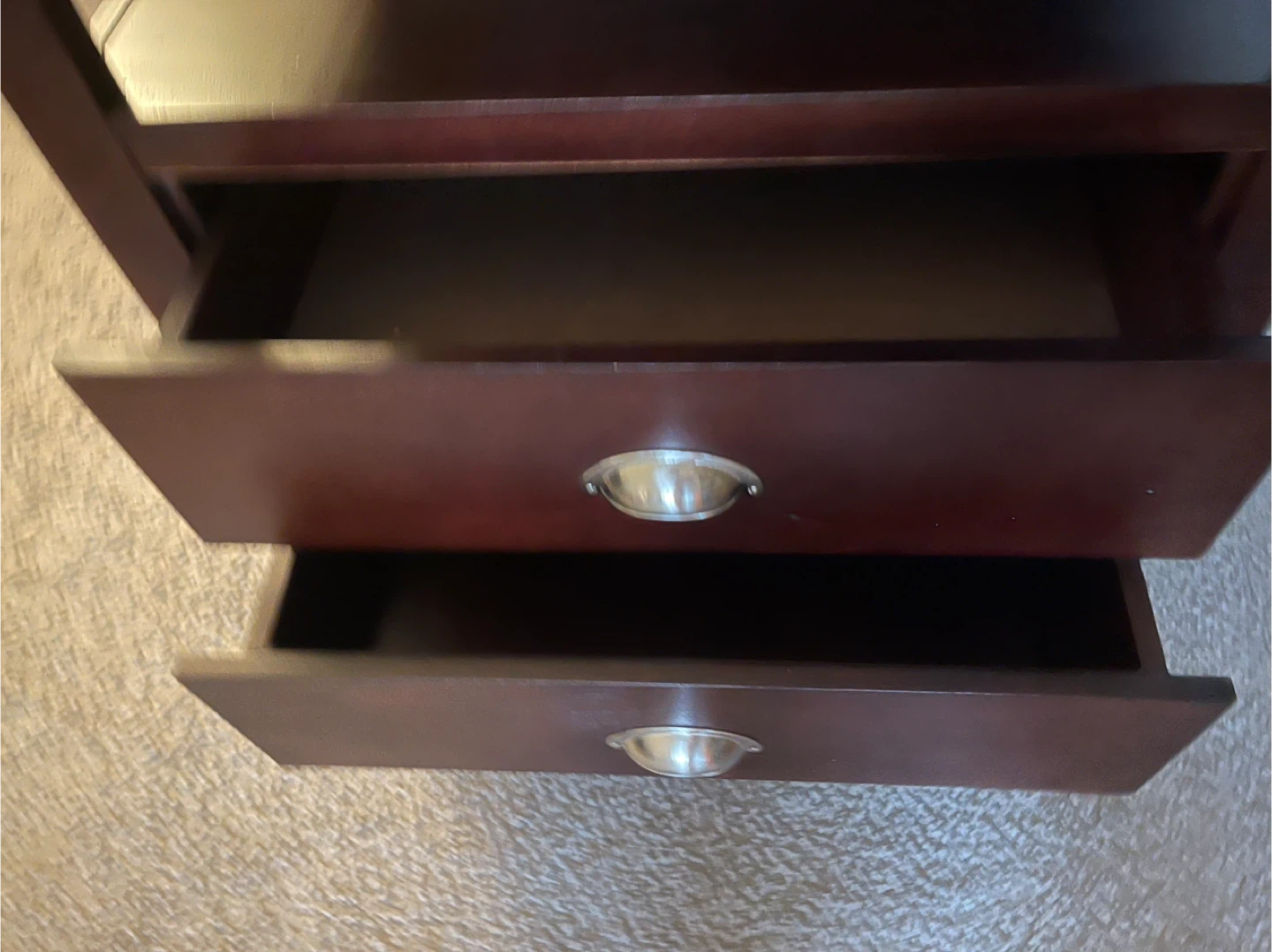 Dark Wood Nightstand with Drawers - photo 3