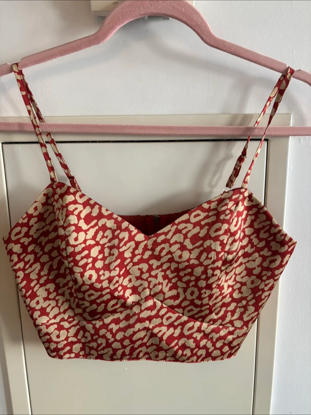 Quiz Red Leopard Print Crop Top - Size 6 thumbnail
