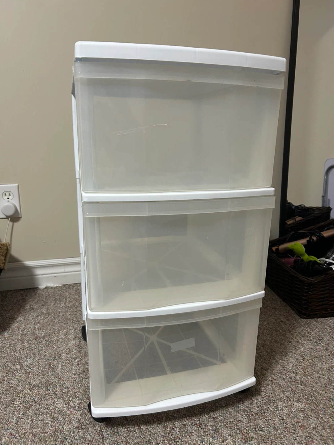 White clear storage 3 bins