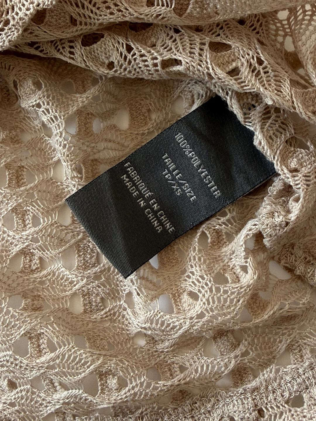 Suzy Shier Beige Crochet Knit Top Size XS - photo 5
