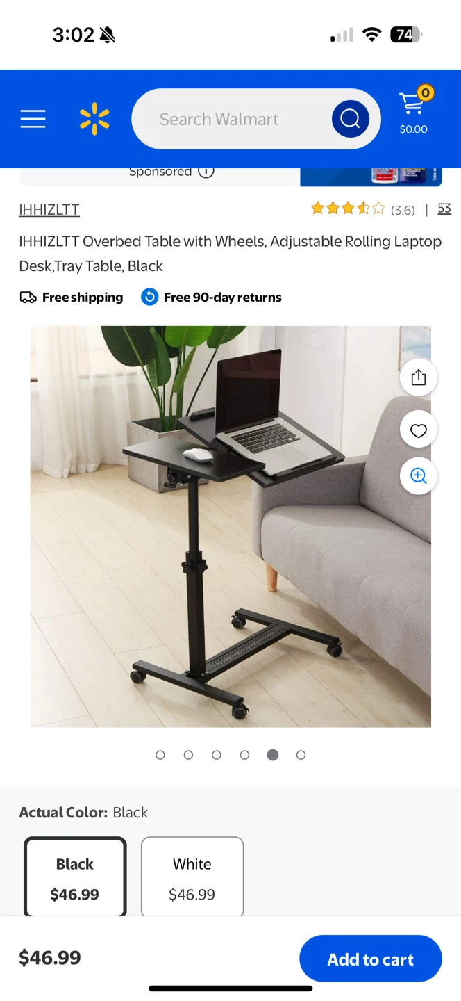 IHHIZLTT Overbed Table - Adjustable Rolling Laptop Desk - photo 2