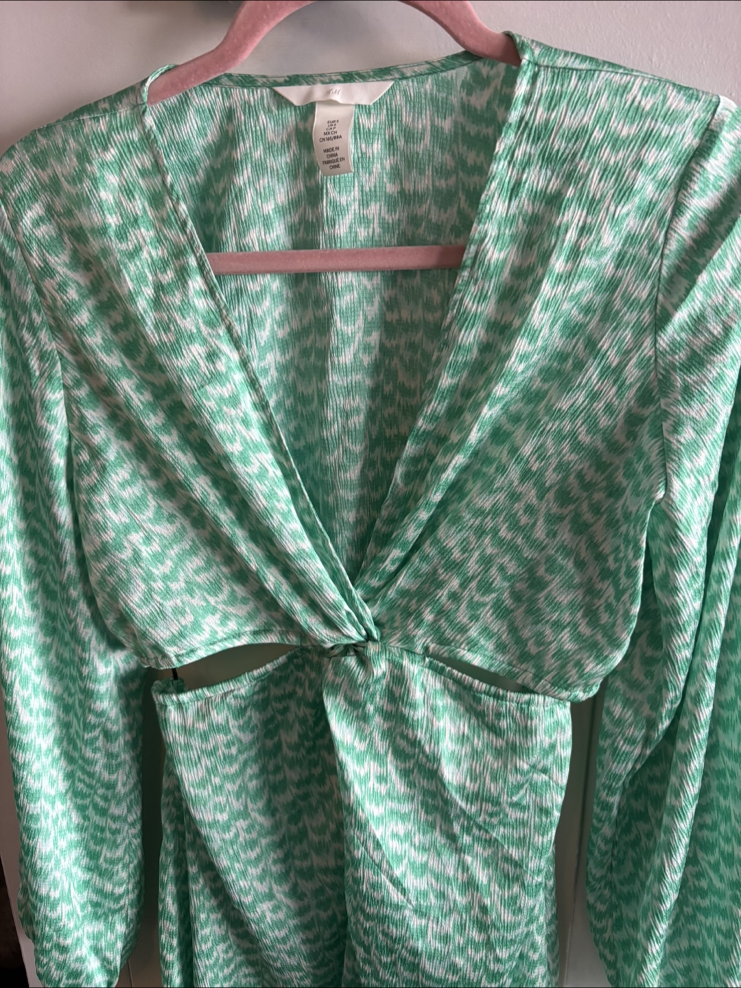 H&M Green & White Cutout Midi Dress - Size S - photo 2