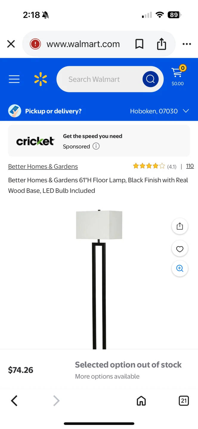 Better Homes & Gardens 61" Floor Lamp