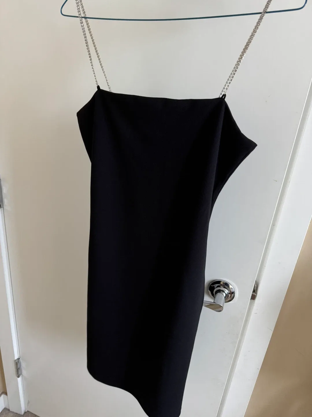 H&M Black Dress with Rhinestone Straps - Size S thumbnail