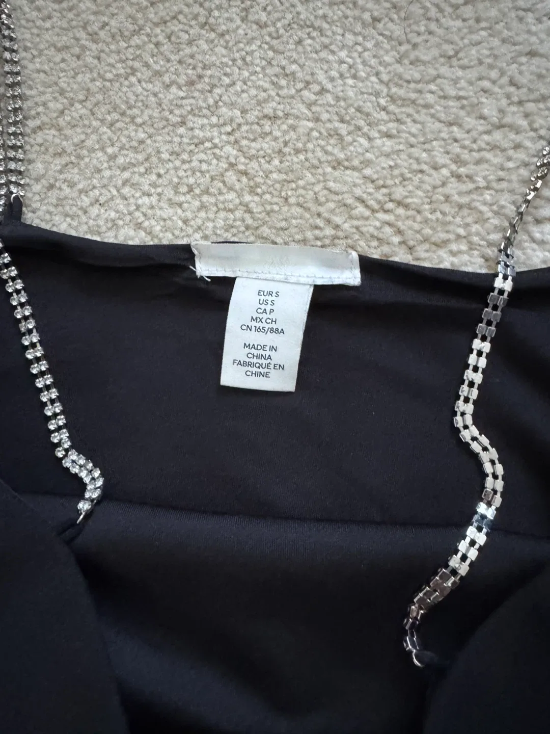 H&M Black Dress with Rhinestone Straps - Size S image indicator(3)