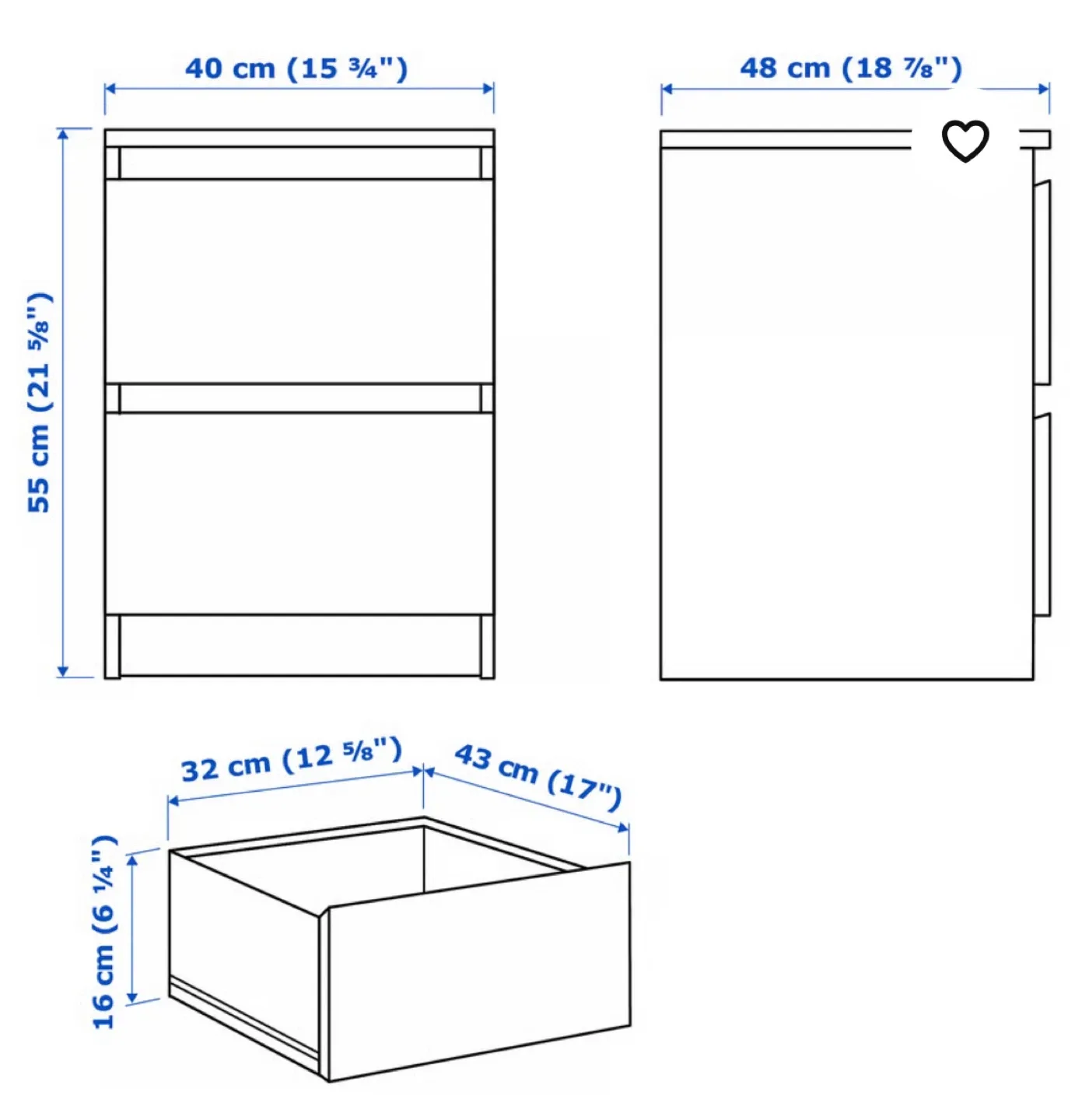 IKEA Hemnes Black-Brown Nightstand image indicator(4)