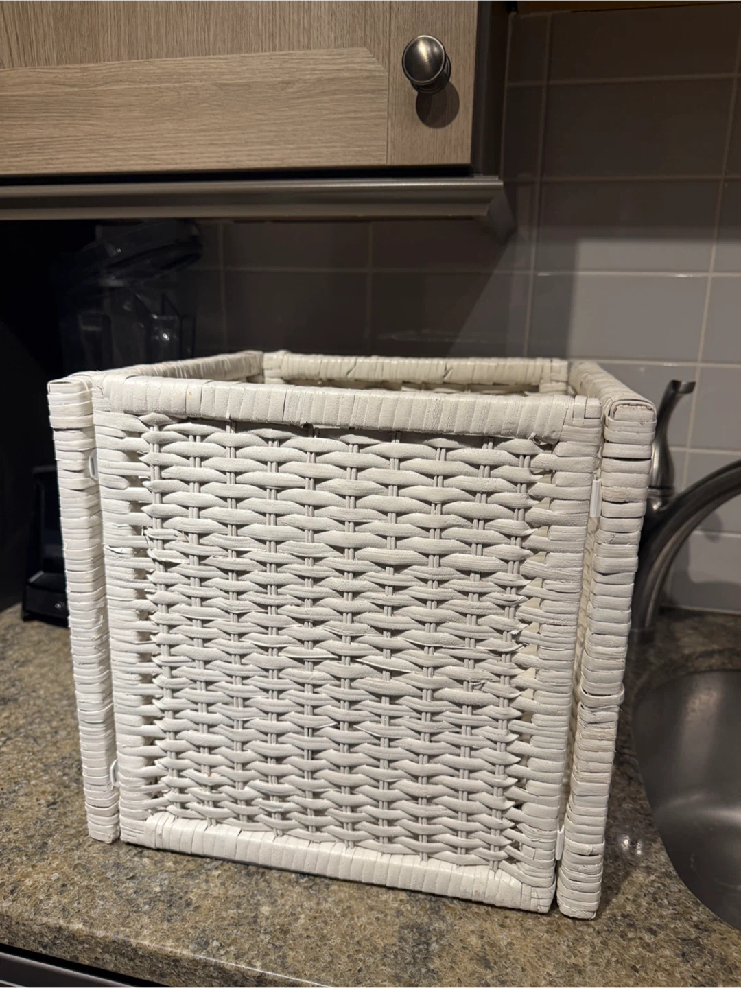 White Wicker Storage Basket - photo 3