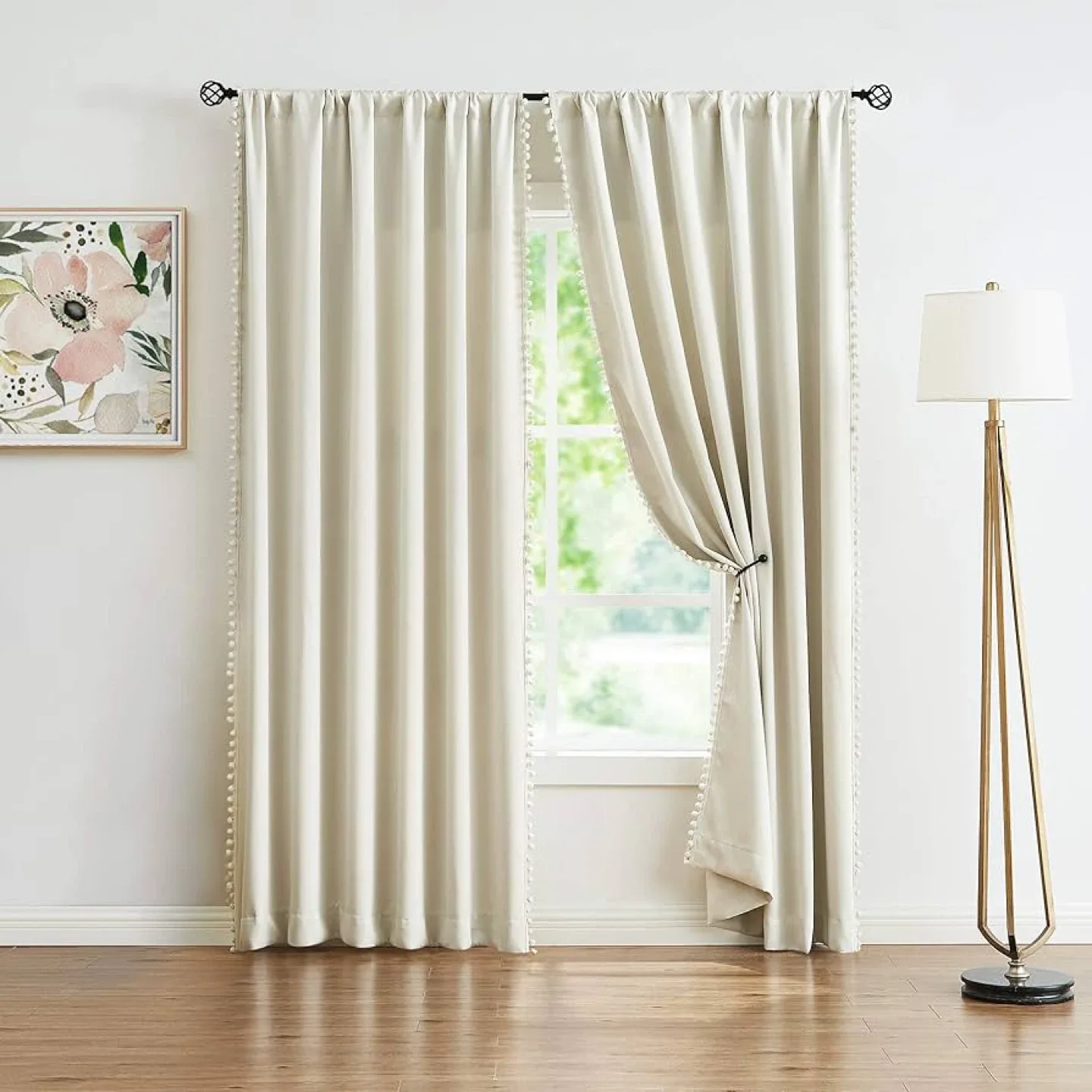 Brand new Pom Pom Curtain ,Rod Pocket style 84x54Inch thumbnail