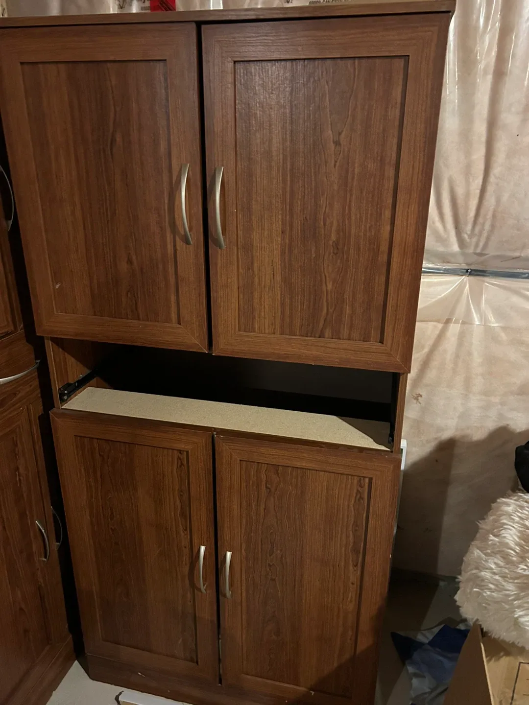 Brown Wooden Cabinet with Doors thumbnail