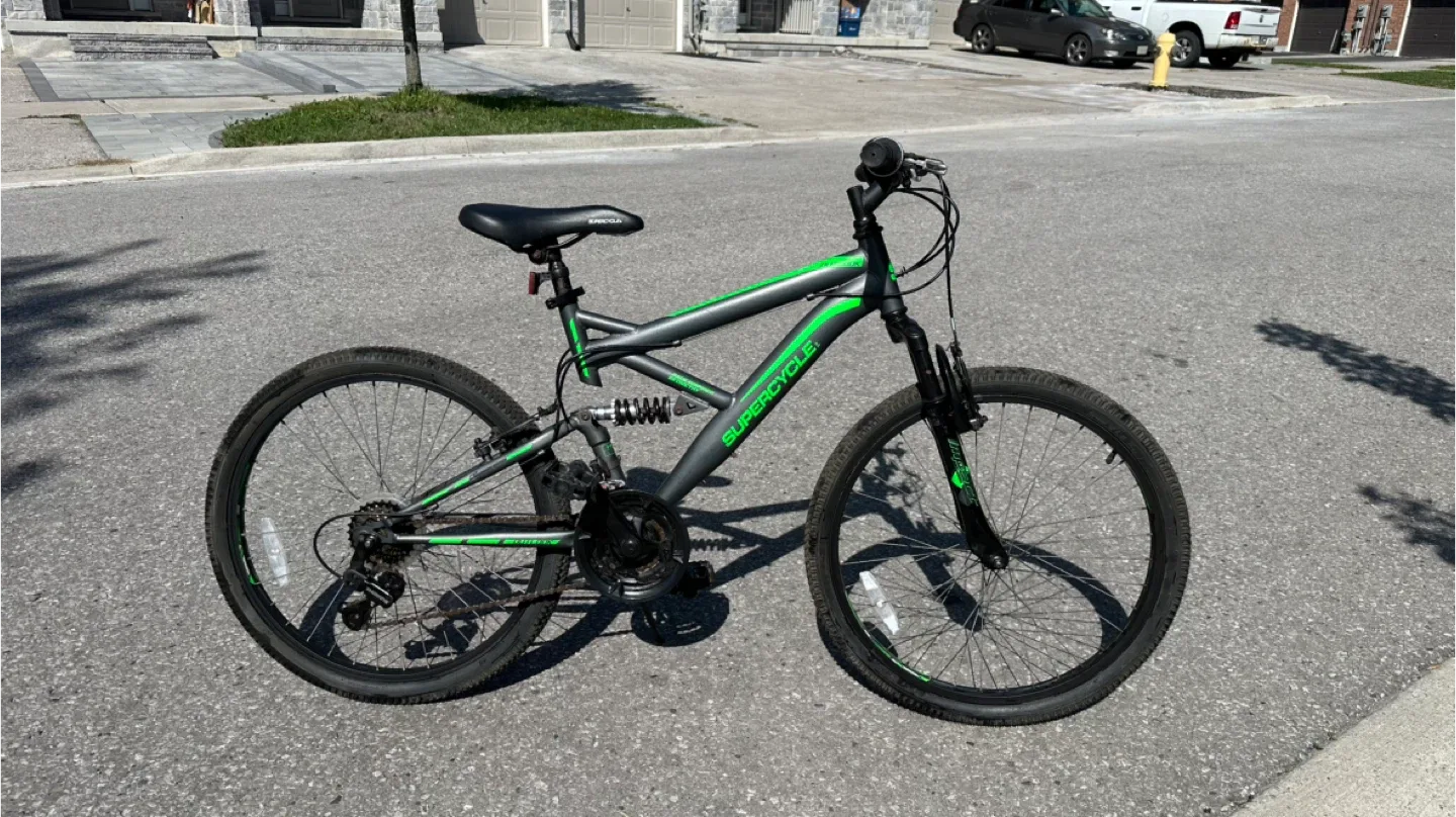 Supercycle 24” Full Suspension Mountain Bike - Grey/Green thumbnail