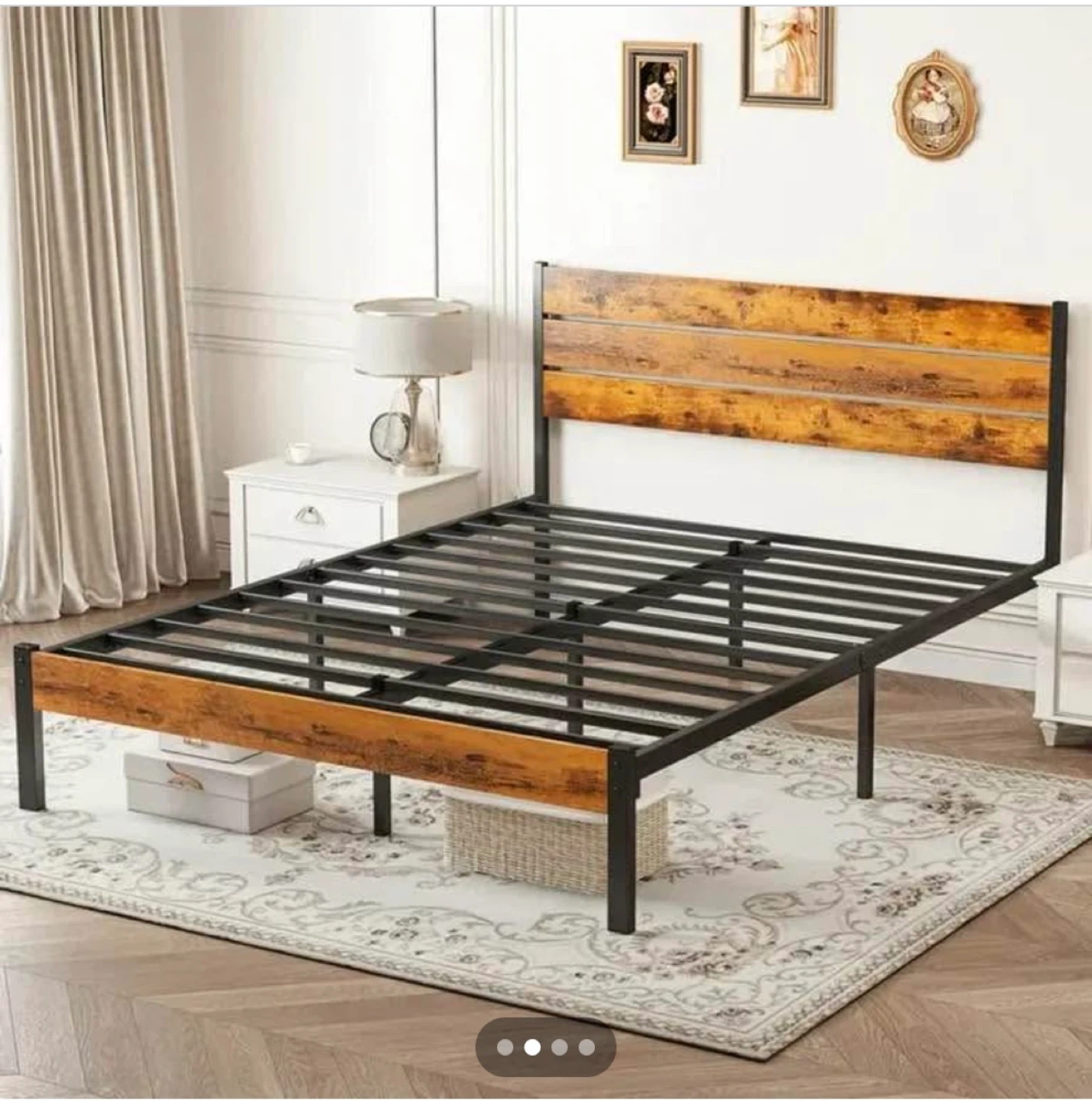 Wood & Metal Platform Full Size Bed Frame