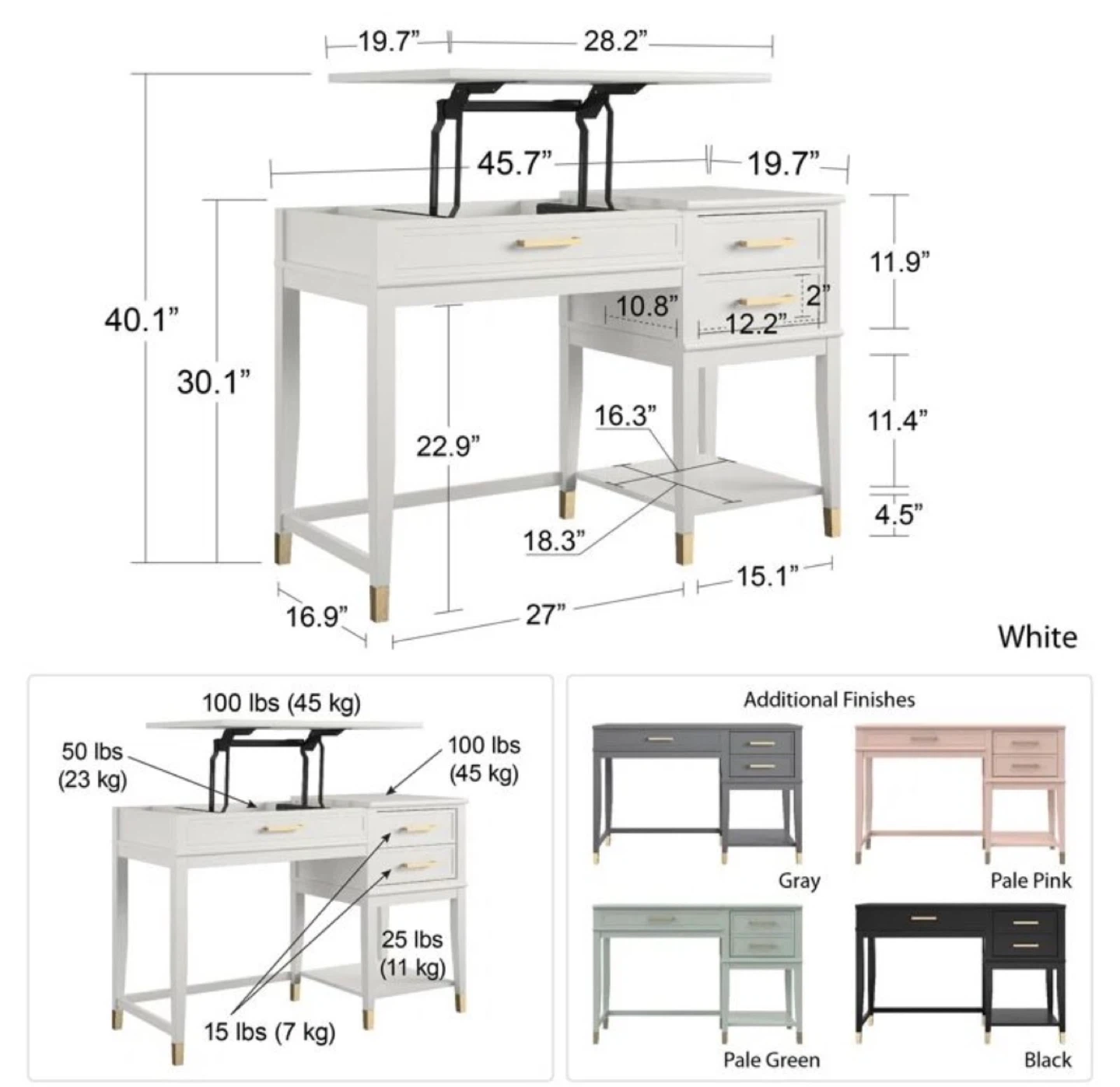 Lift-Top Standing Desk - White - photo 4