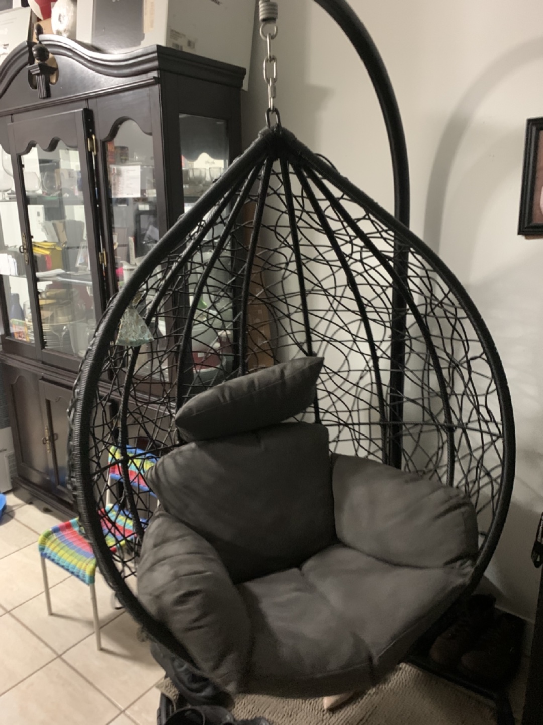 Hanging Egg Chair with Stand - Grey - photo 2