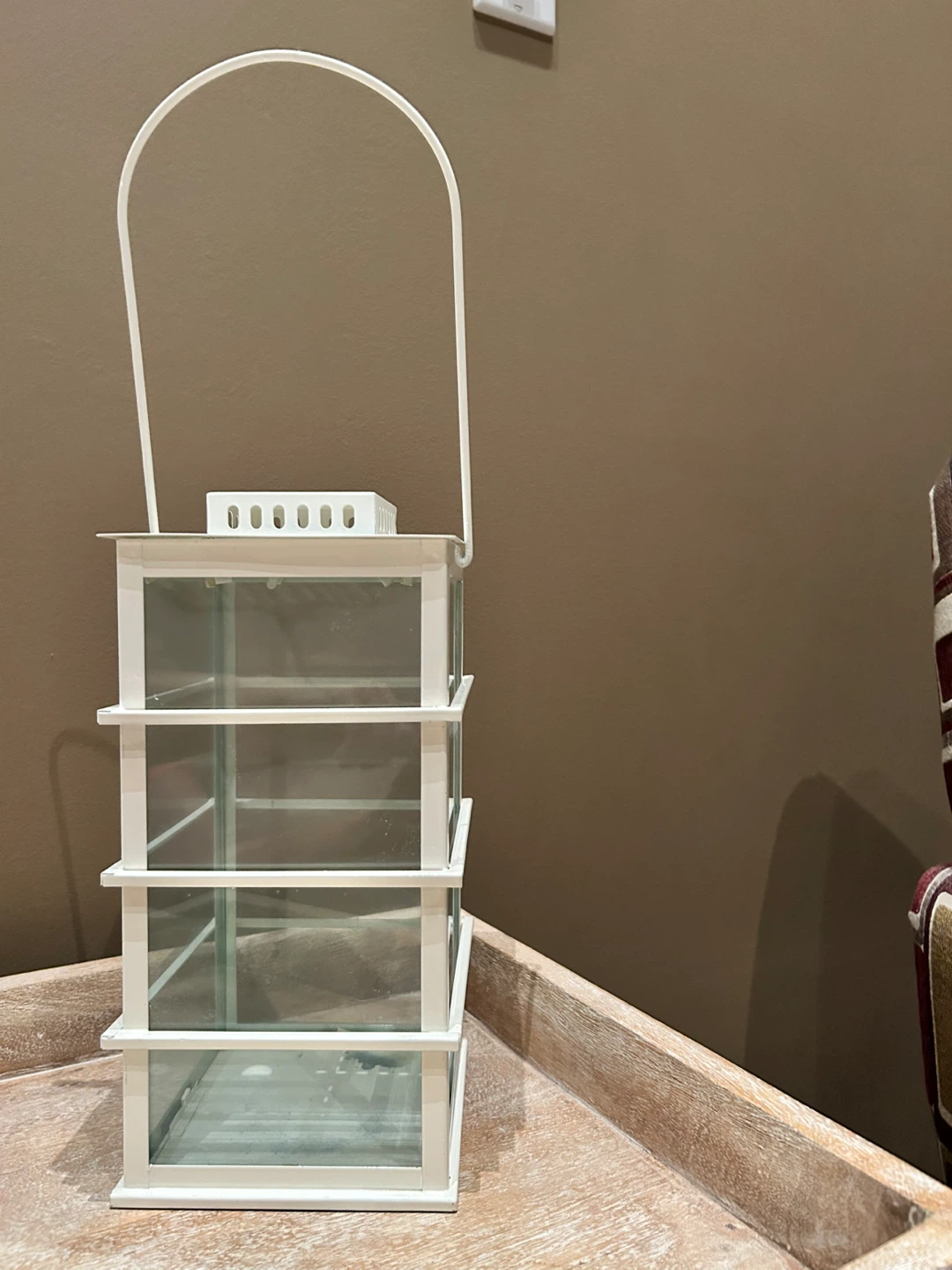 White Metal & Glass Lantern