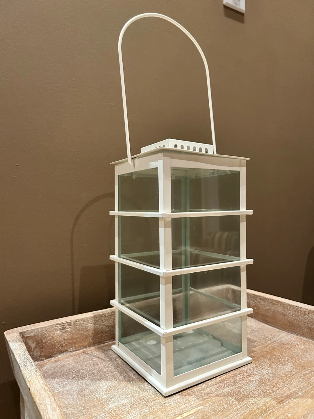 White Metal & Glass Lantern - photo 2
