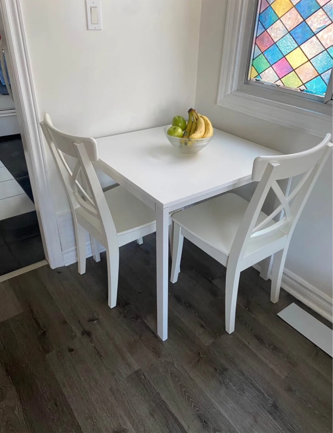 White Dining Table with 2 Chairs