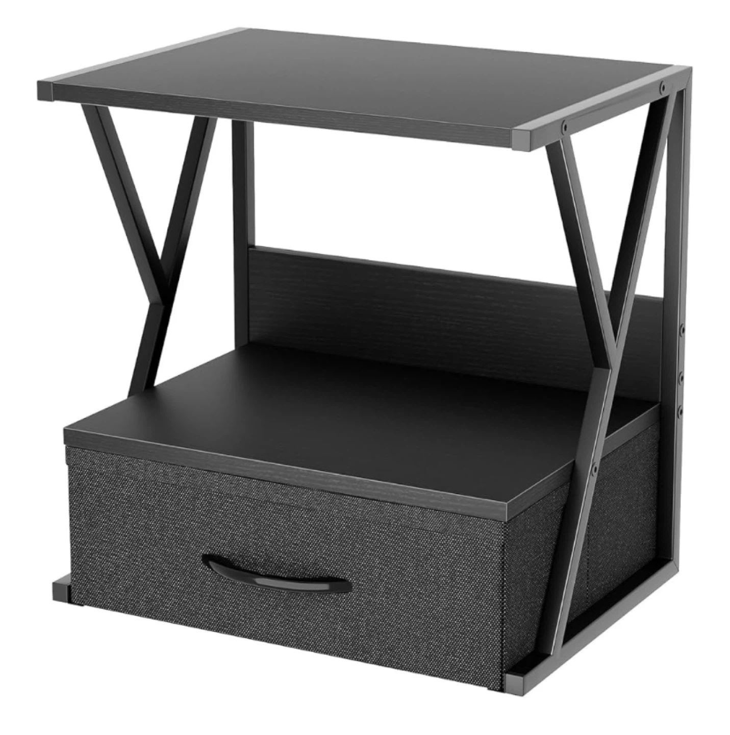Black Nightstand with Storage Drawer - photo 2