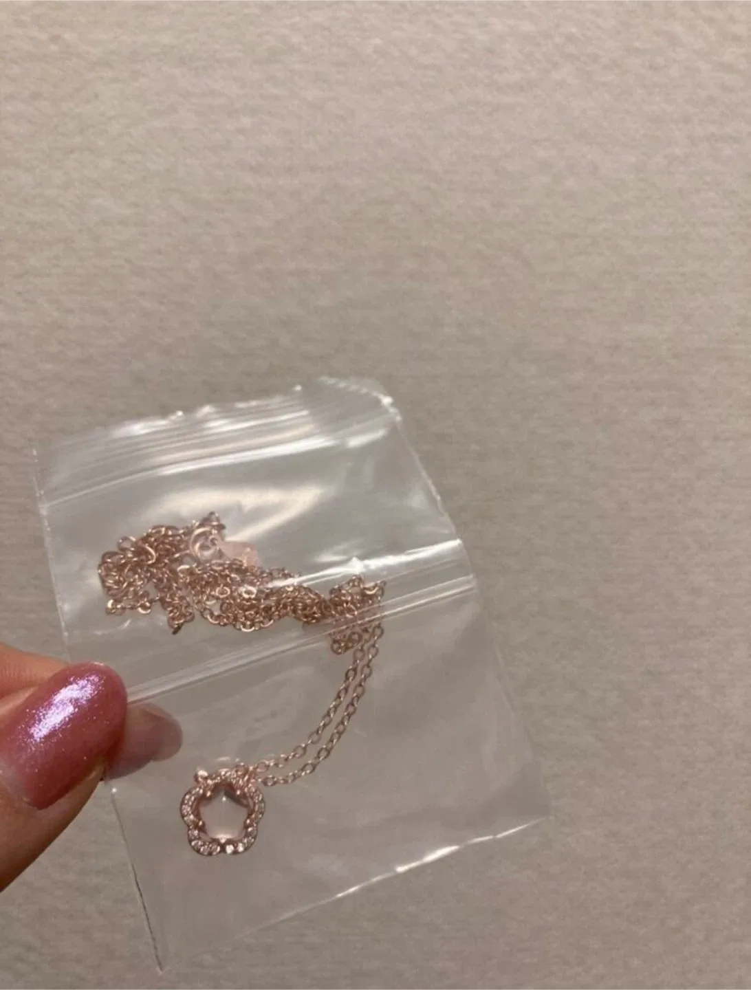 rose gold cherry blossom necklace,sakura necklace,pink necklace image indicator(3)