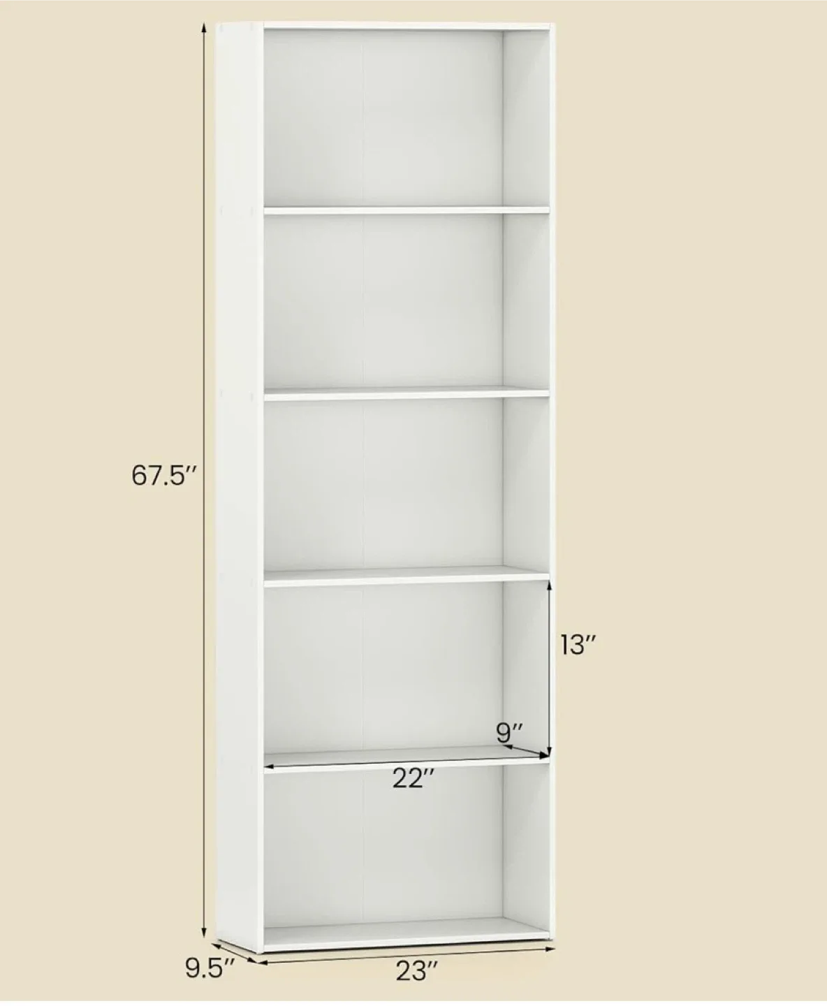 White 5-Shelf Bookcase image indicator(2)