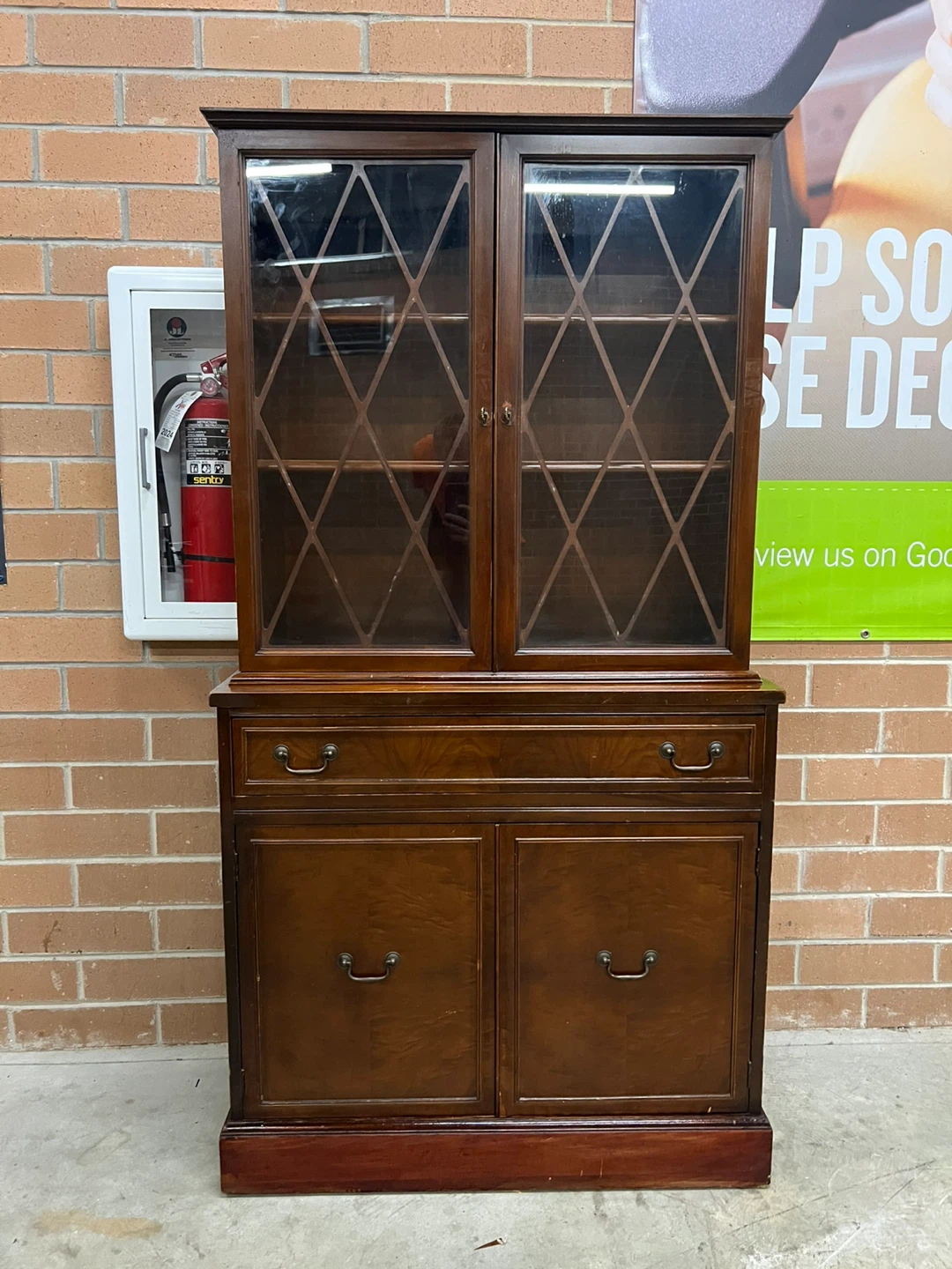 Kroehler Wooden Display Cabinet with Glass Doors