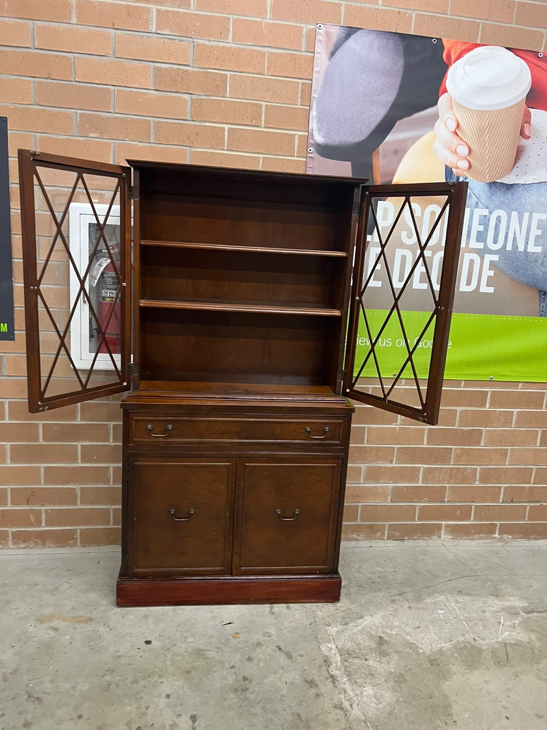 Kroehler Wooden Display Cabinet with Glass Doors - photo 2
