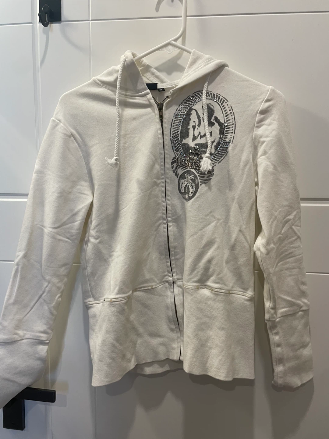 White zip-up Hoodie - Size Small