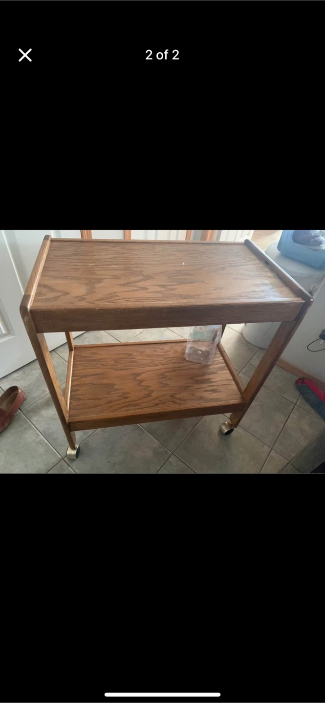 Wooden Bar Cart solid oak wood - photo 2
