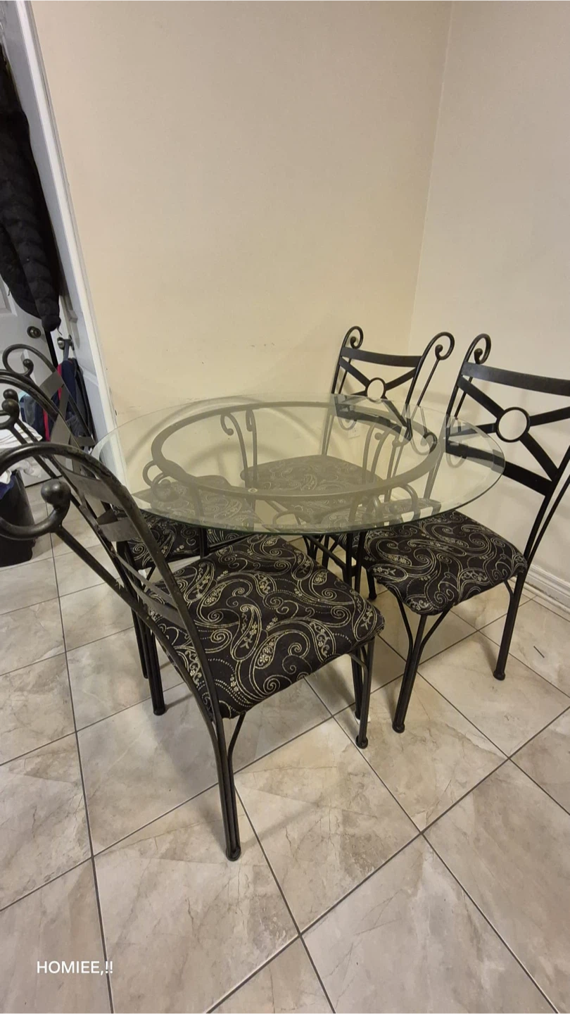 Glass Top Dining Table with 4 Chairs - photo 3