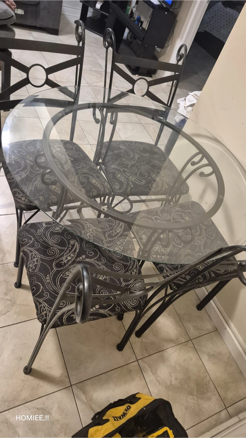 Glass Top Dining Table with 4 Chairs - photo 2