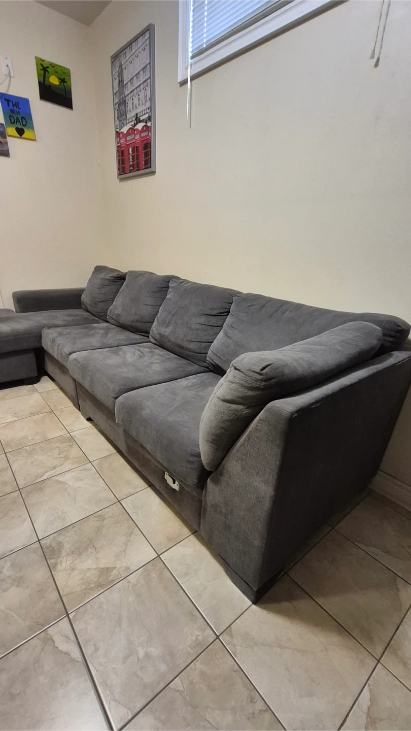 Grey Sectional Sofa with Chaise Lounge - photo 3