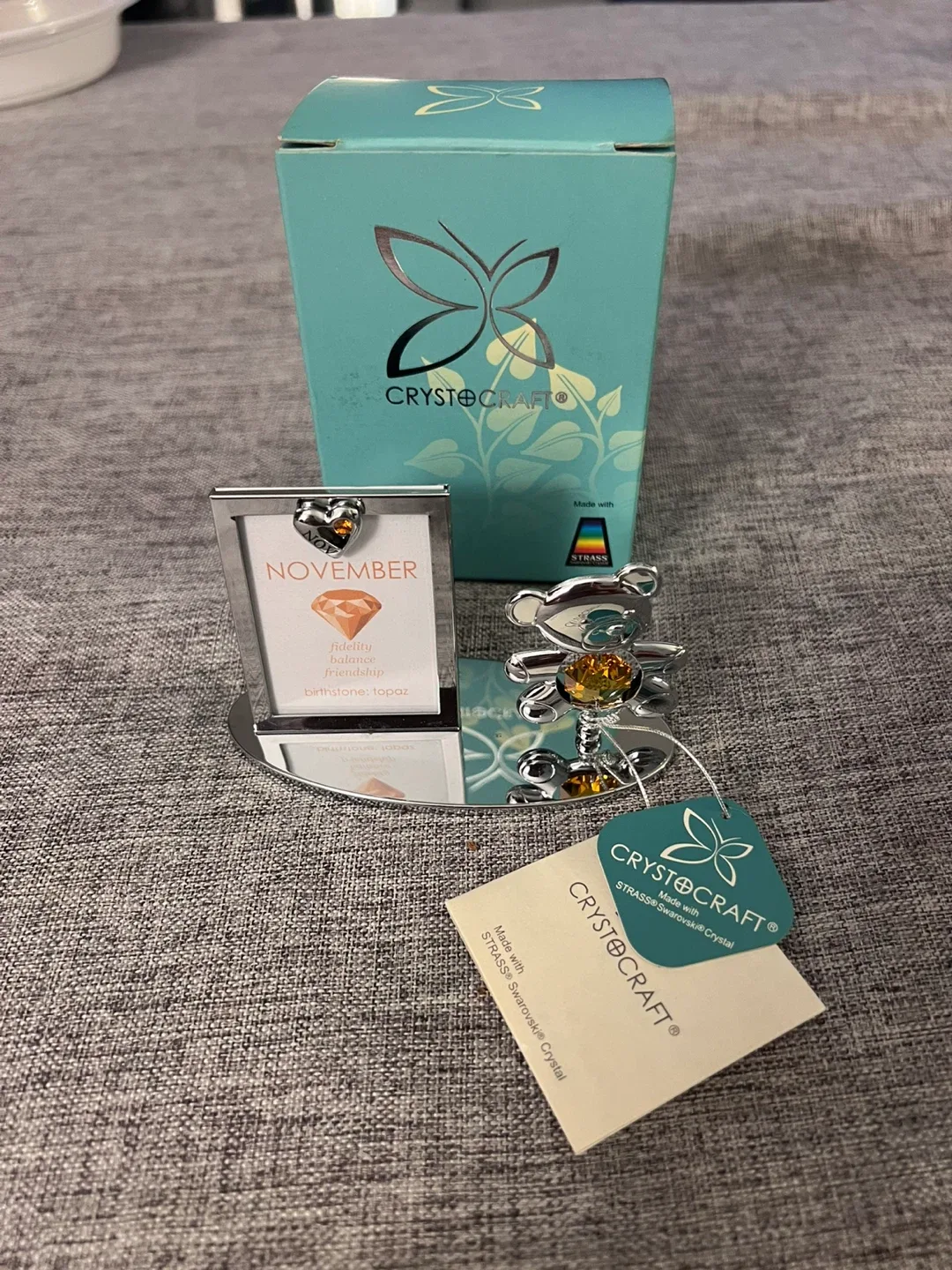 Crystocraft November Birthstone Topaz Bear with Box image indicator(3)