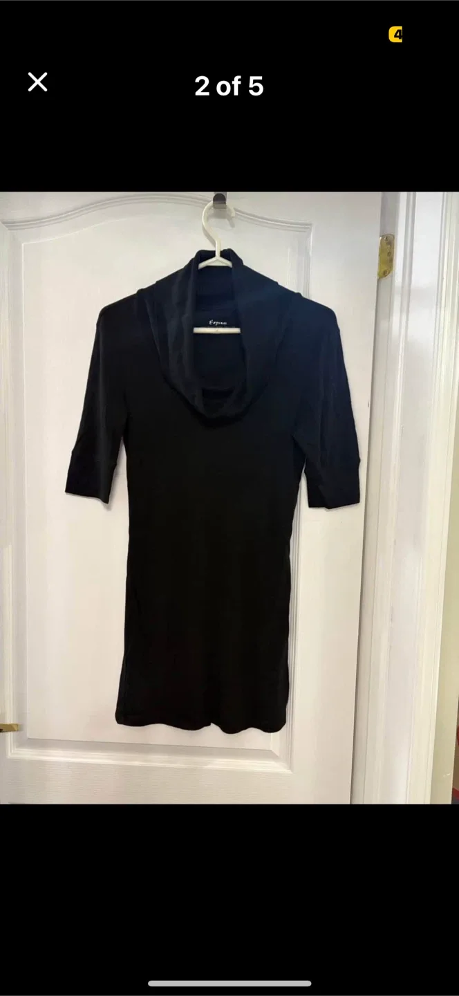 Express Black Cowl-Neck Tee - Size L thumbnail