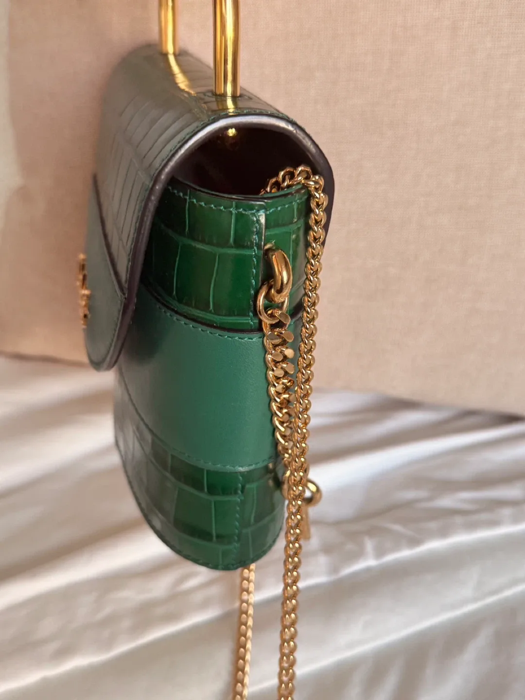 Chloé Green Crocodile Embossed Leather Bag image indicator(5)